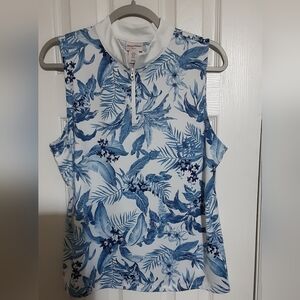Tommy Bahamas Womans Golf Shirt Like New Blue And White